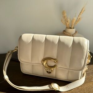 Coach Cream and Gold Quilted Shoulder Bag